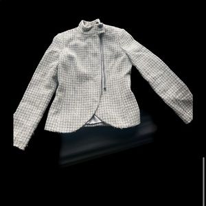 The Limited Scandal Collection Tweed Blazer Jacket Beige Gray Wool Blend XS